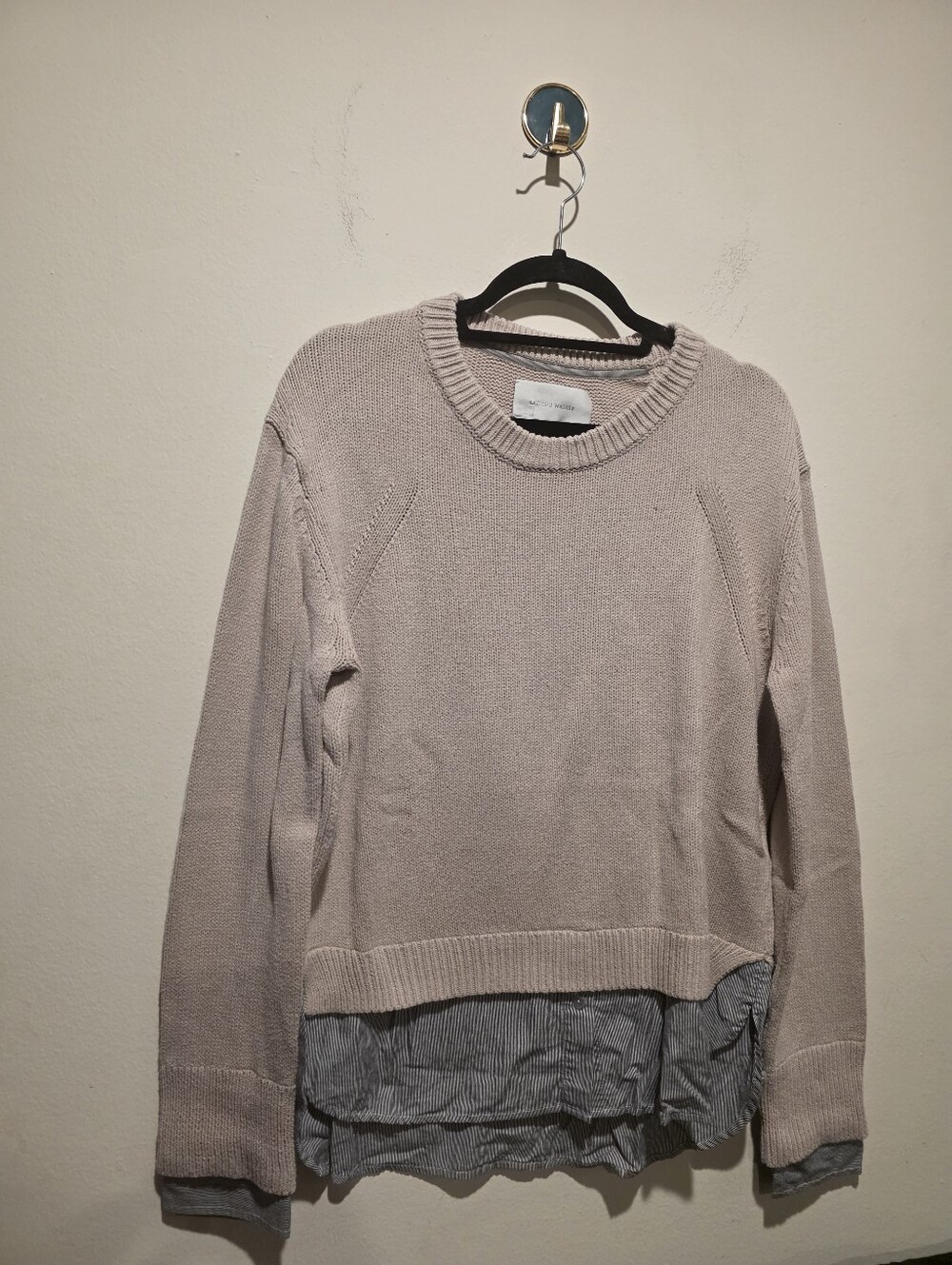 Brochu Walker Layered Crewneck Sweater in Light Taupe